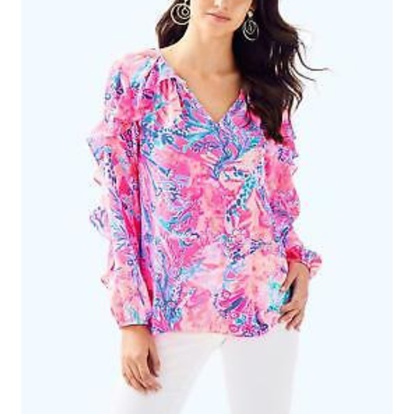 Lilly Pulitzer Tops - Lilly Pulitzer Elora Top Lt Pascha Pink - Size L
